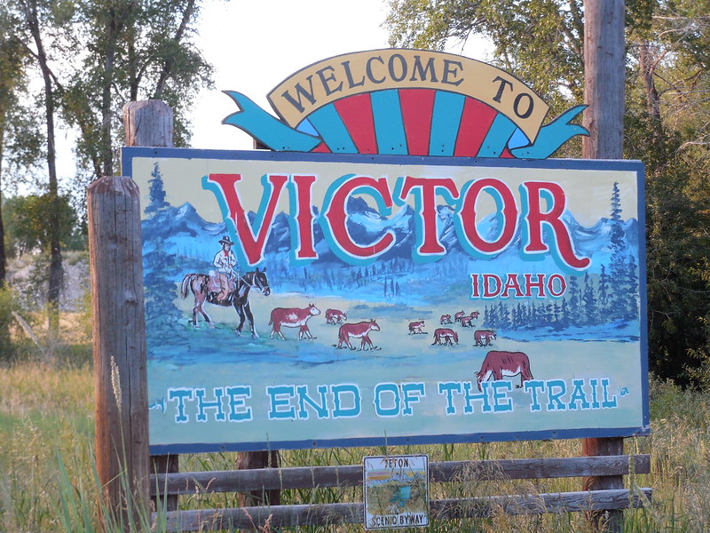 Welcome Sign for Victor, Idaho